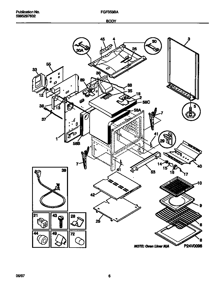 Frigidaire FGF353BADG body diagram