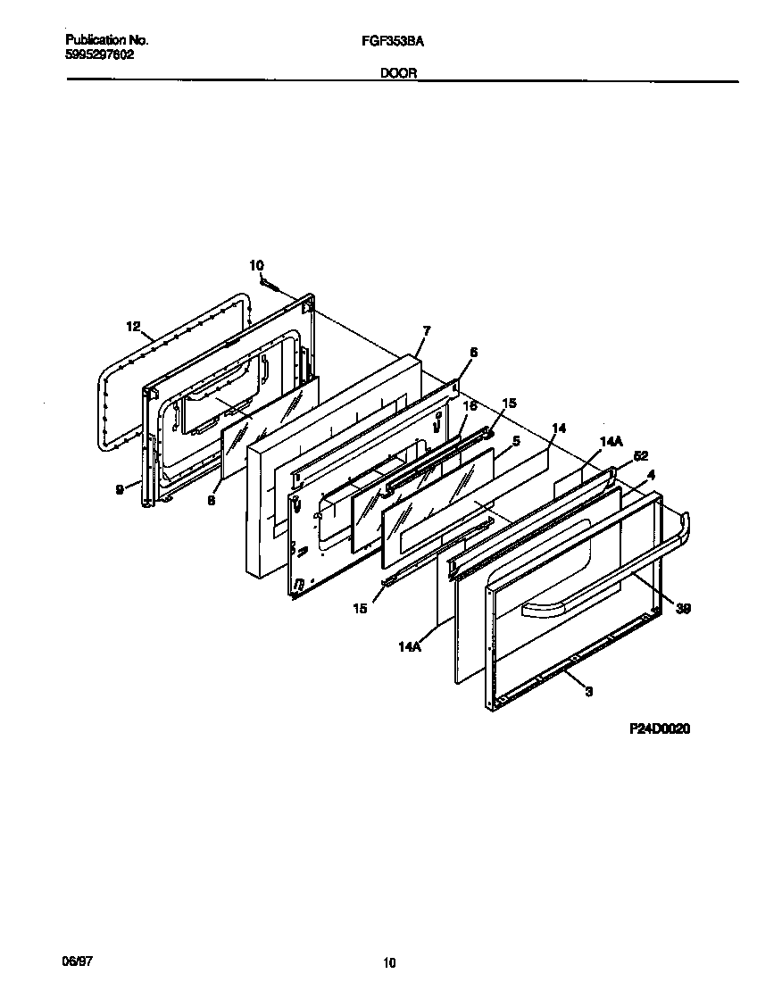 Frigidaire FGF353BADG door diagram