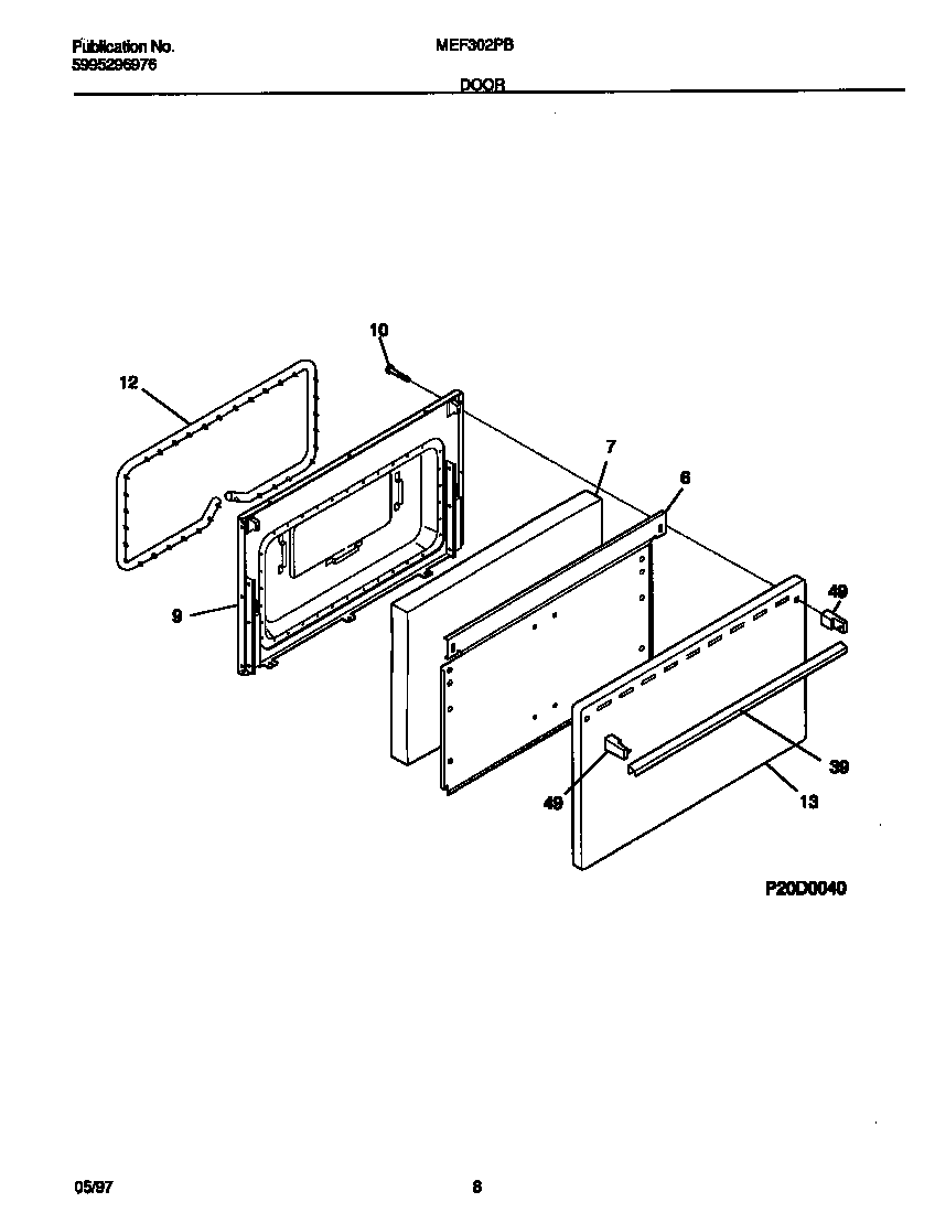 Universal/Multiflex (Frigidaire) MEF302PBDJ door diagram