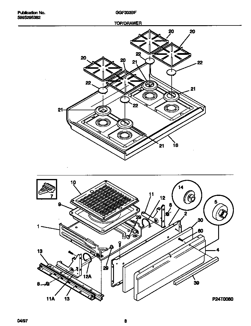 Gibson GGF333BFWA top/drawer diagram