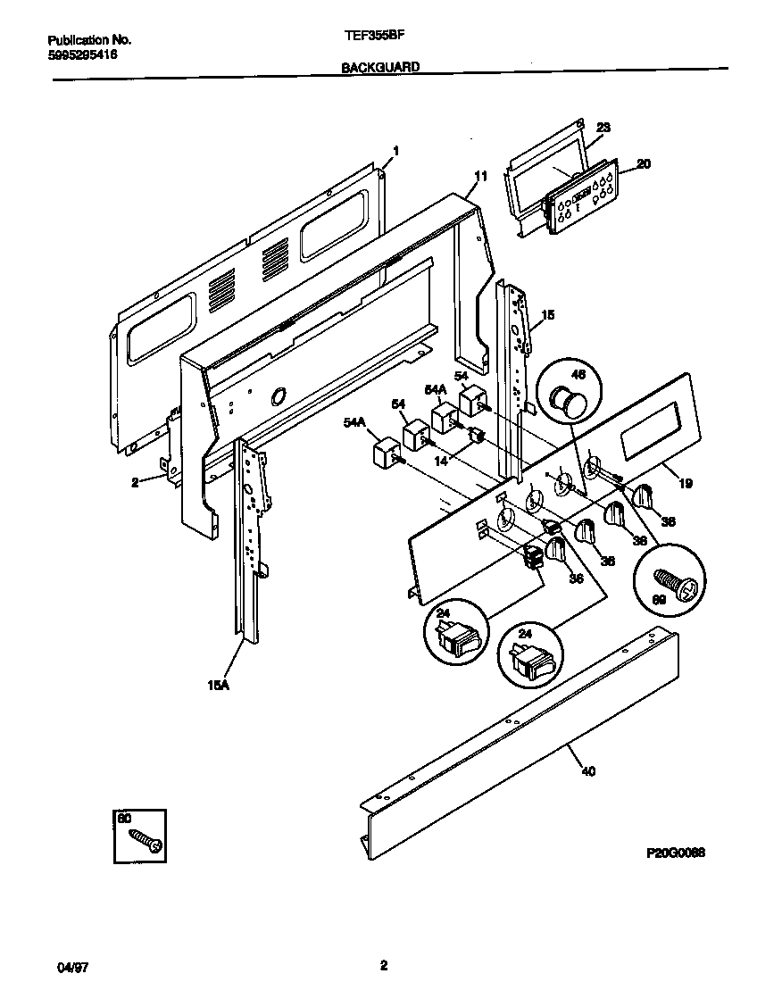 Tappan TEF355BFWA backguard diagram