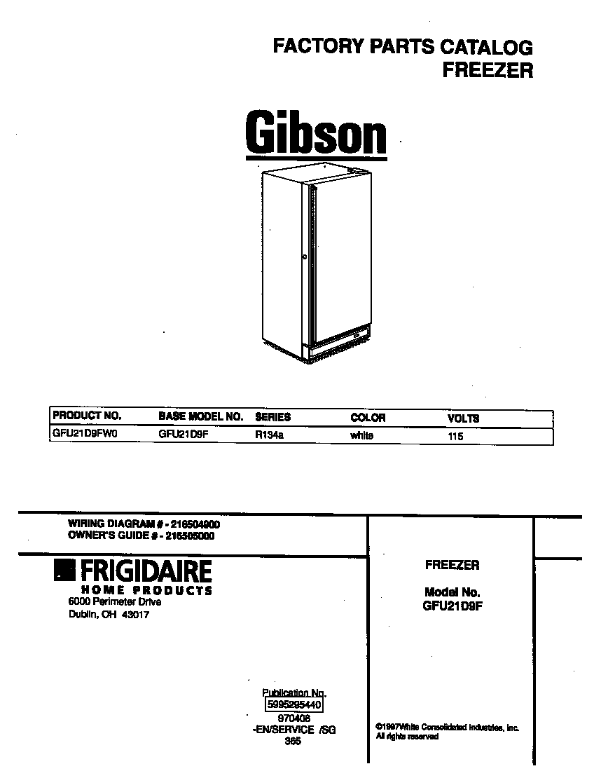 Gibson GFU21D9FW0 cover diagram