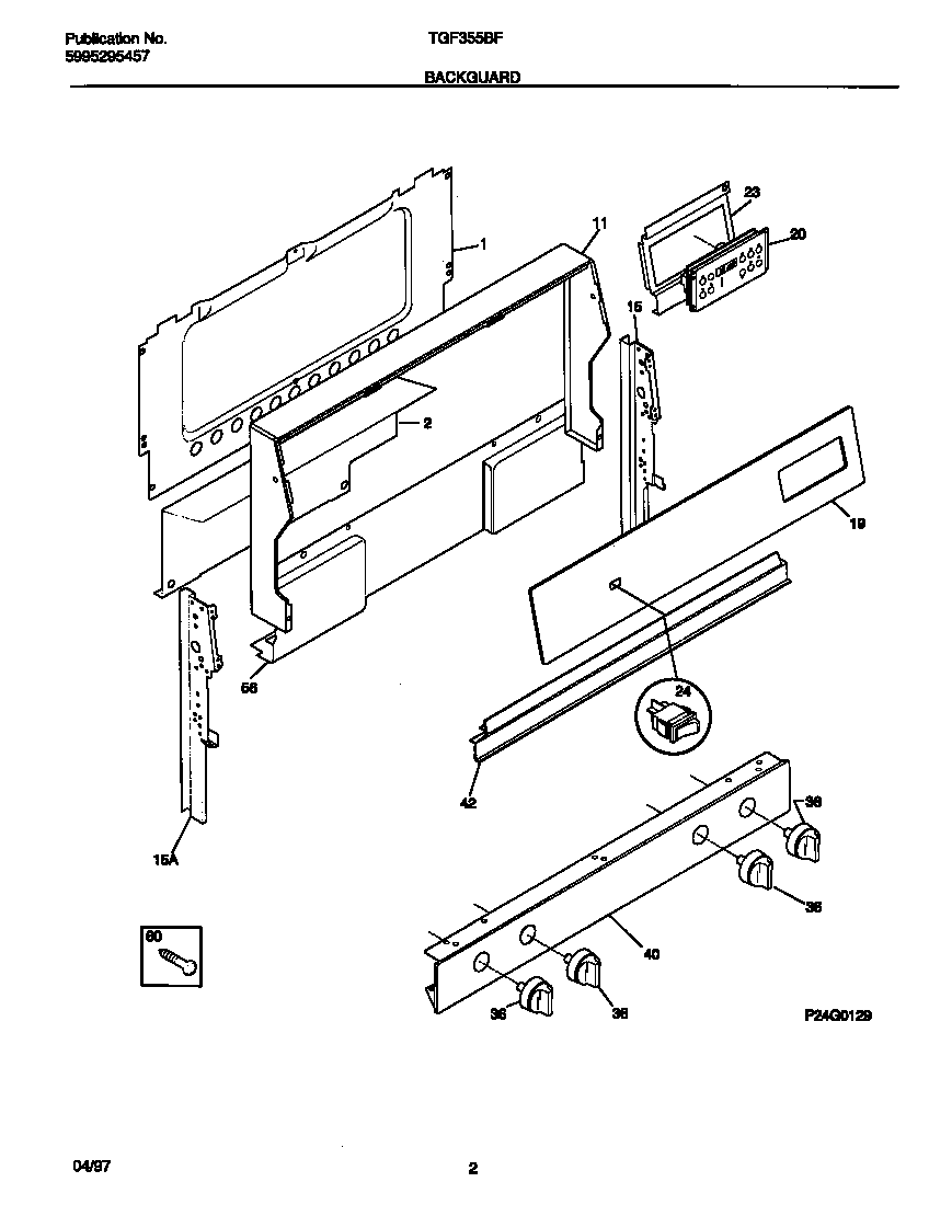 Tappan TGF355BFWA backguard diagram