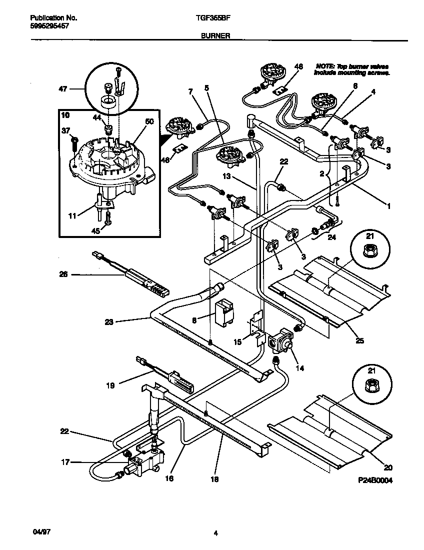 Tappan TGF355BFWA burner diagram