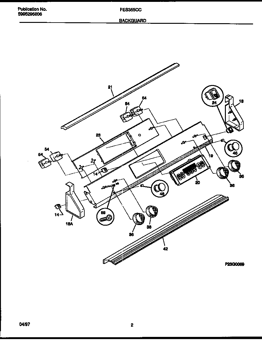 Frigidaire FES355CCSC backguard diagram