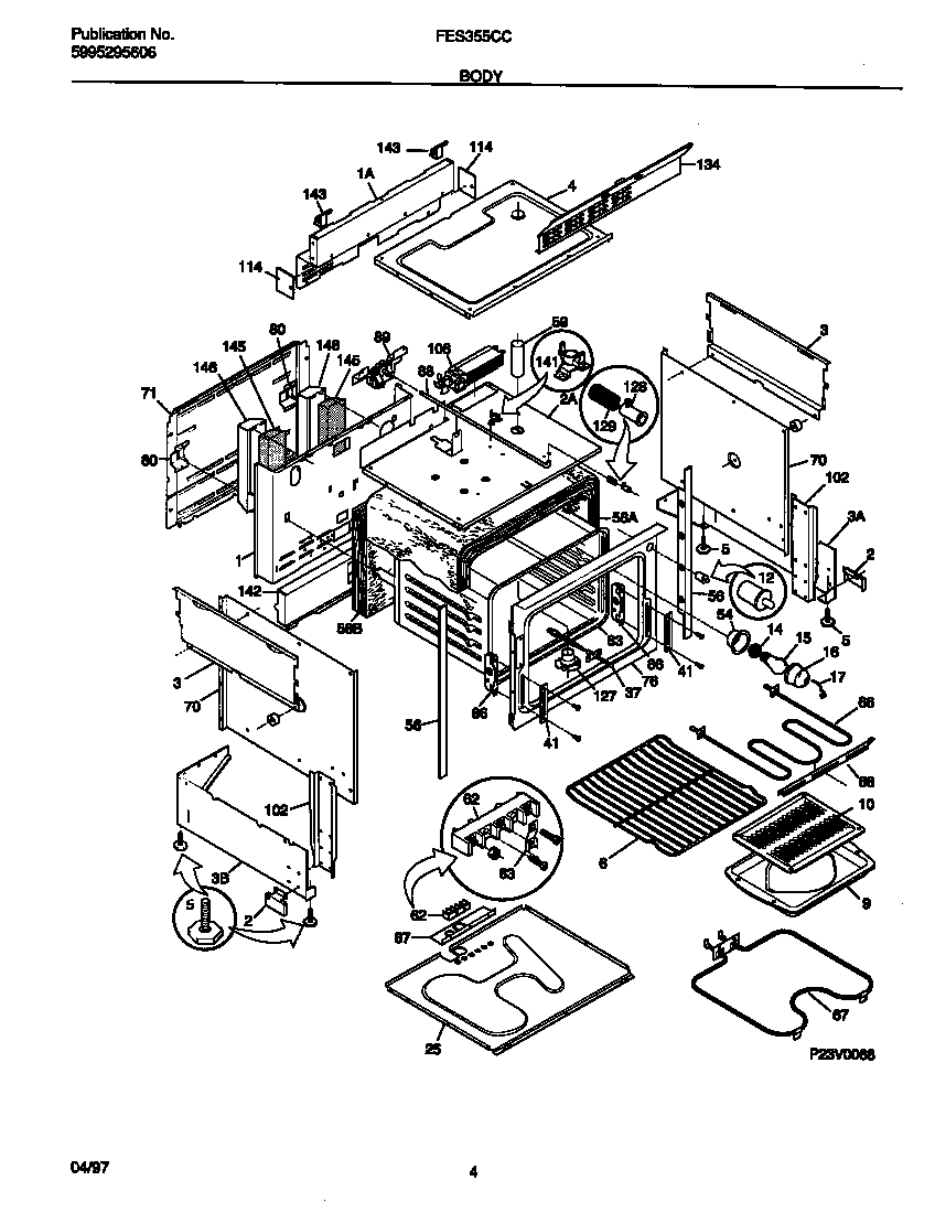 Frigidaire FES355CCSC body diagram