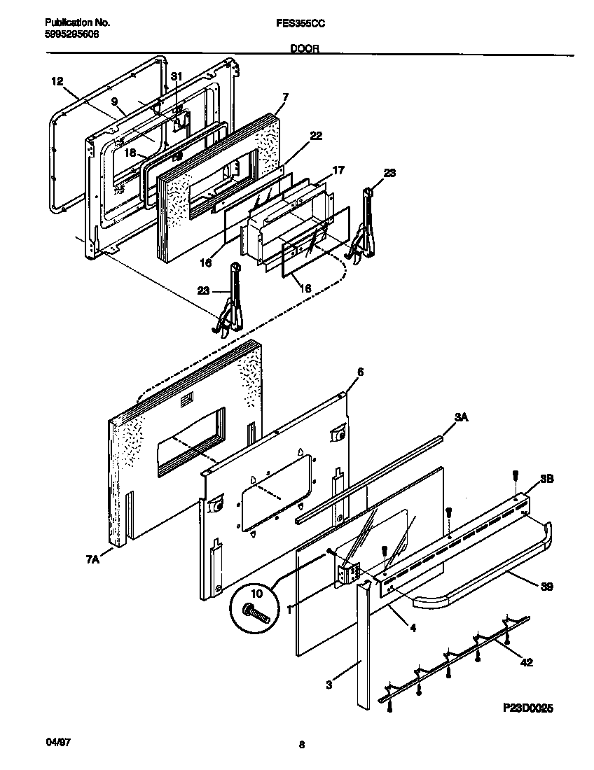 Frigidaire FES355CCSC door diagram