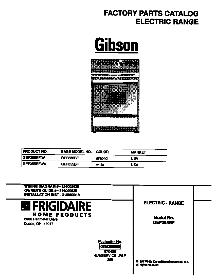 Gibson GEF355BFWA cover diagram