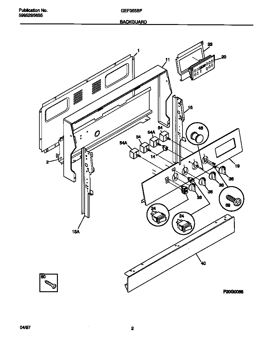 Gibson GEF355BFWA backguard diagram