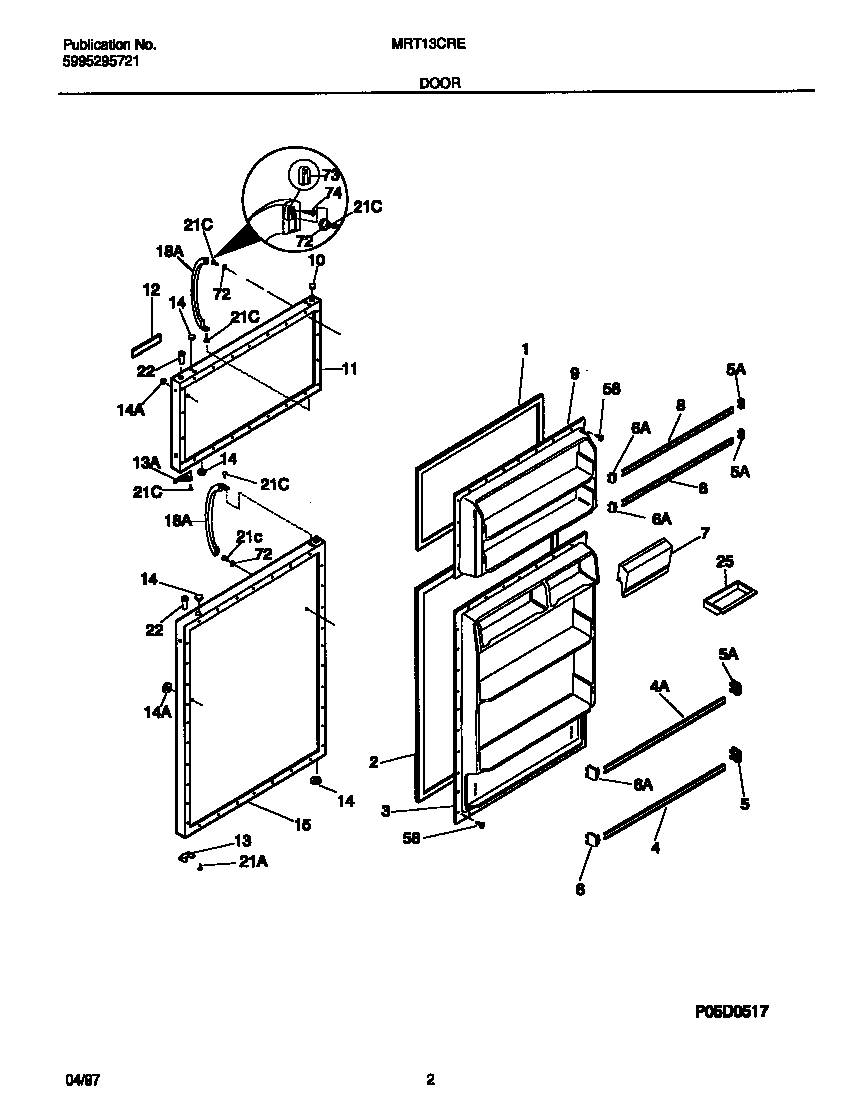 Universal/Multiflex (Frigidaire) MRT13CREW1 door diagram