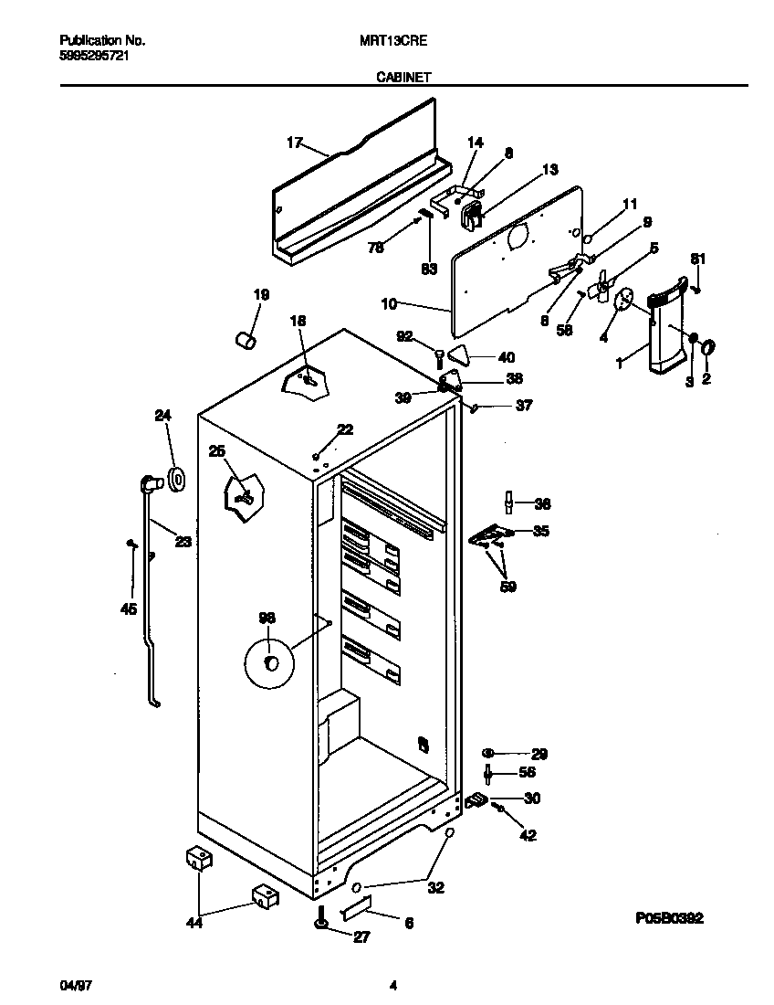 Universal/Multiflex (Frigidaire) MRT13CREW1 cabinet diagram
