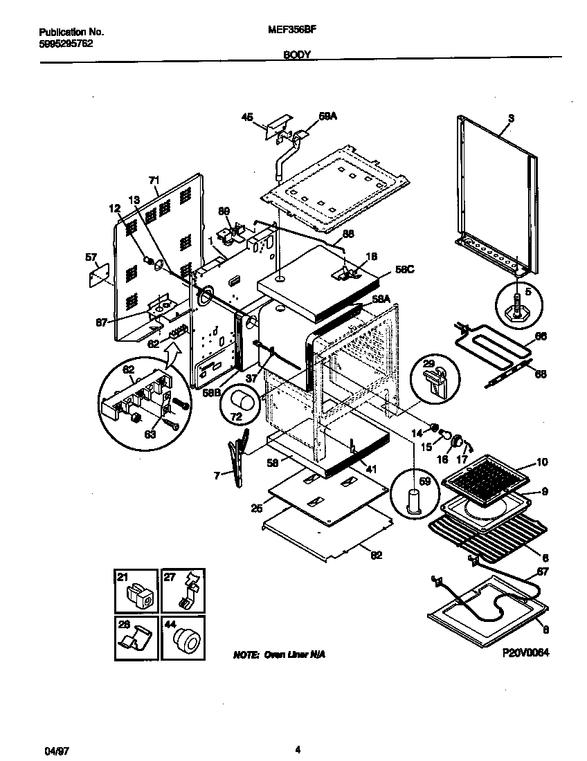 Universal/Multiflex (Frigidaire) MEF356BFWA body diagram