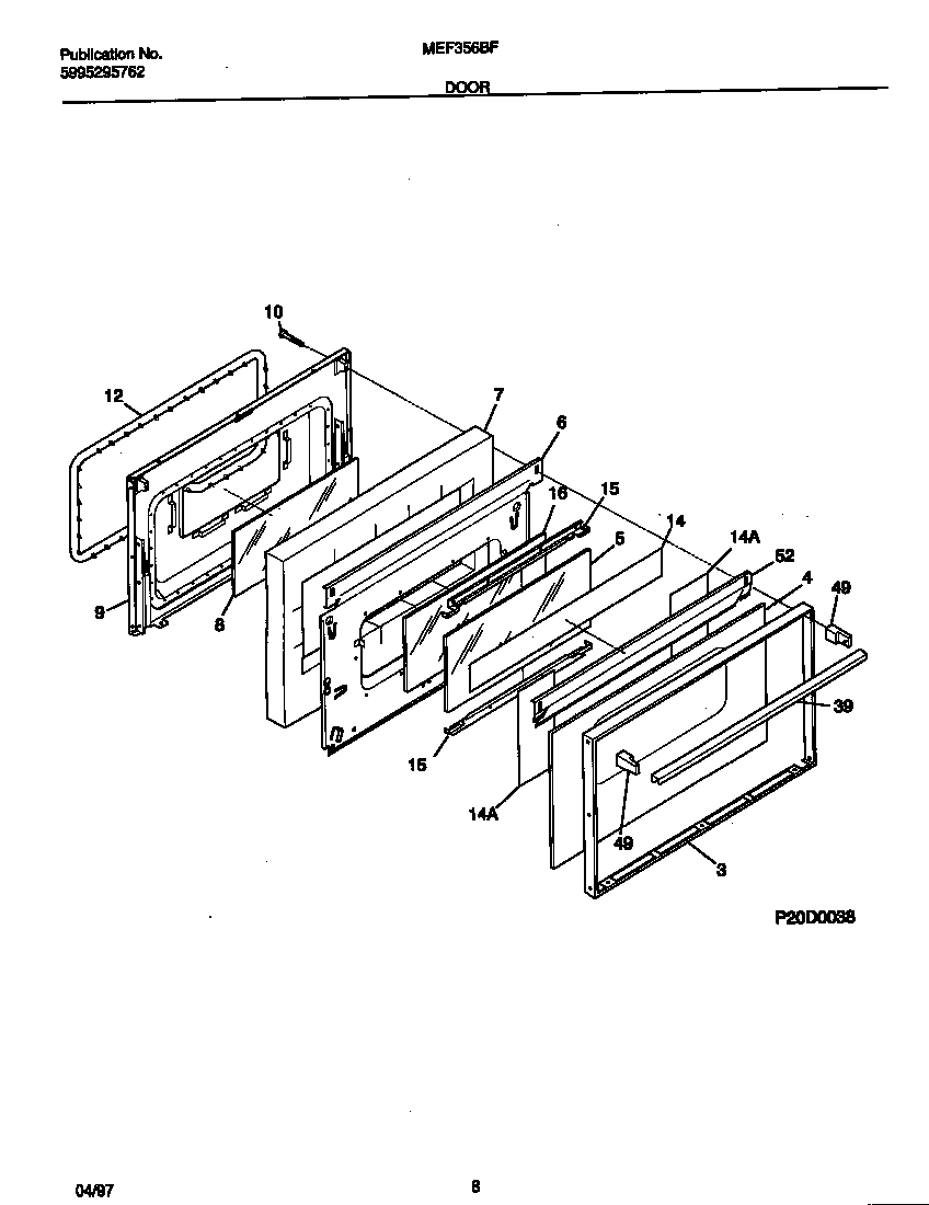 Universal/Multiflex (Frigidaire) MEF356BFWA door diagram