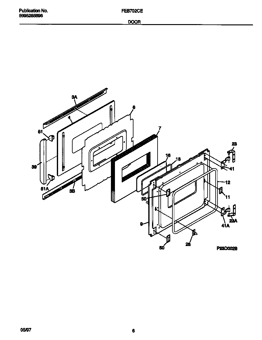 Frigidaire FEB702CESA door diagram