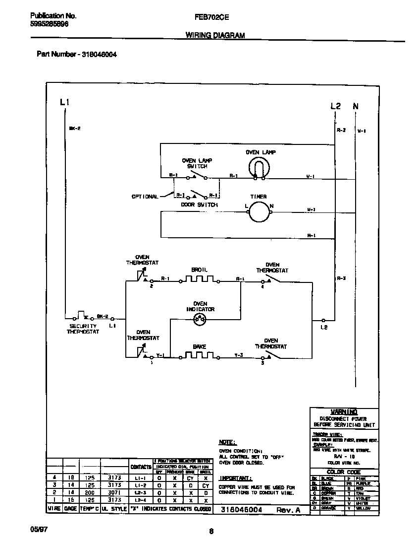 Frigidaire FEB702CESA wiring diagram diagram