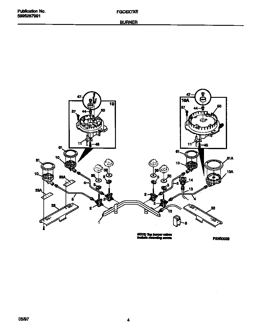Frigidaire FGC6X7XETA burner diagram