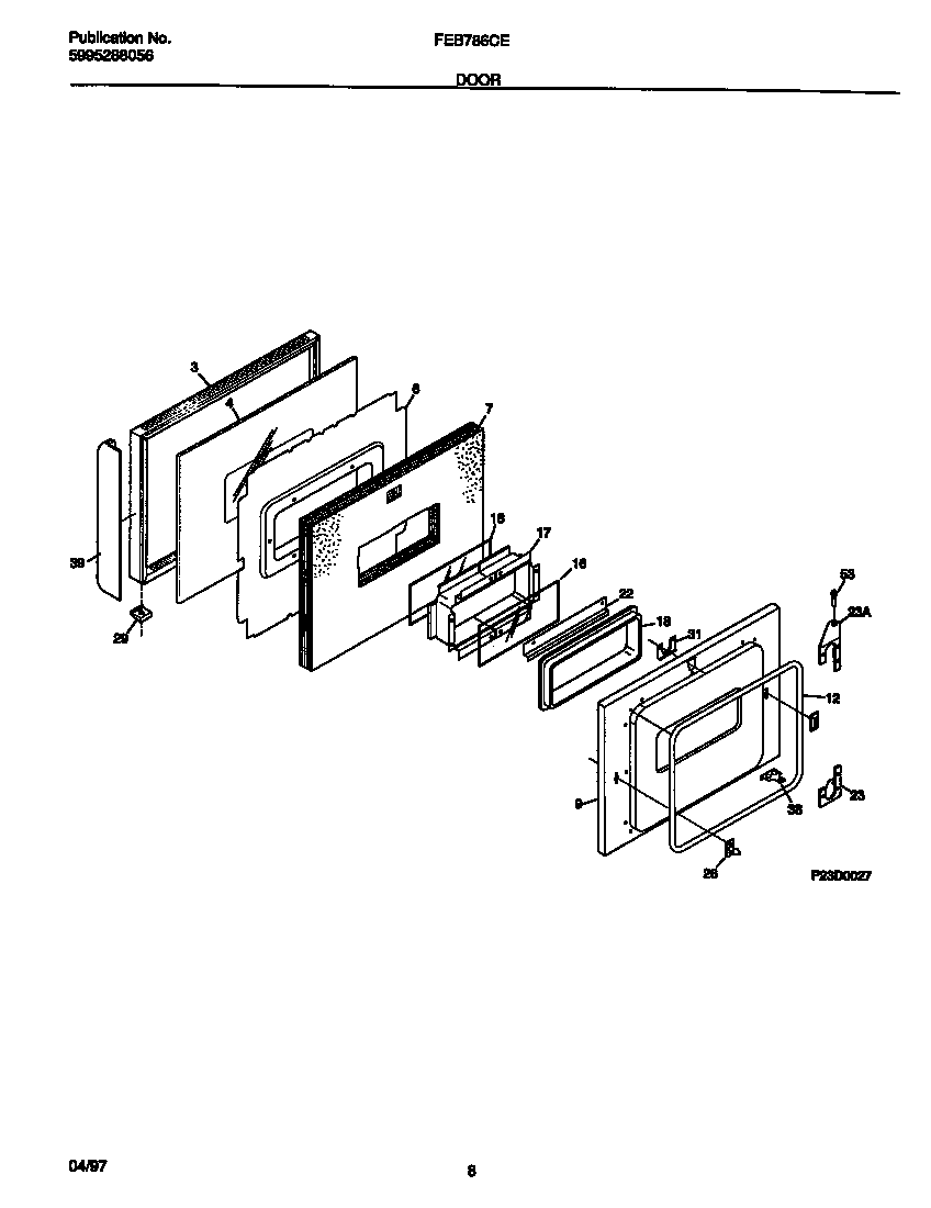 Frigidaire FEB786CETA door diagram
