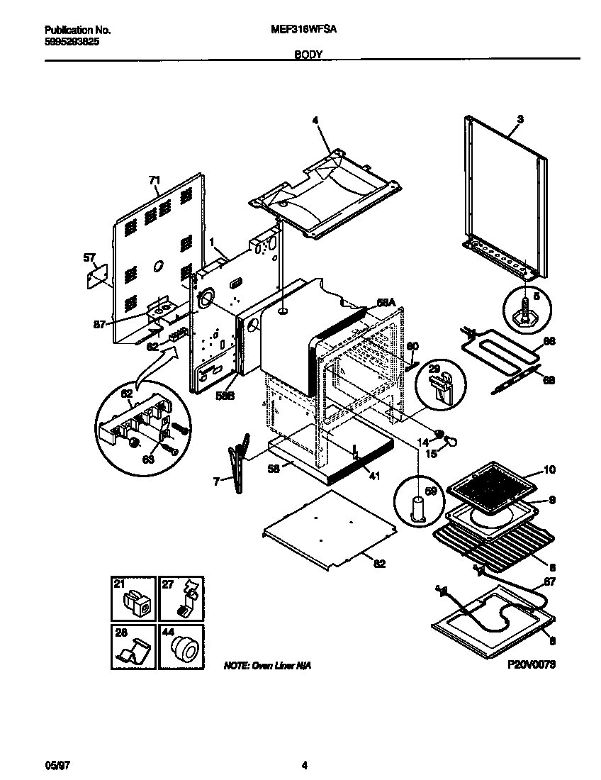 Universal/Multiflex (Frigidaire) MEF316WFSA body diagram