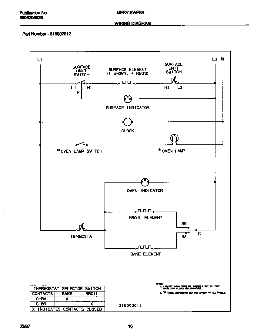 Universal/Multiflex (Frigidaire) MEF316WFSA wiring diagram diagram