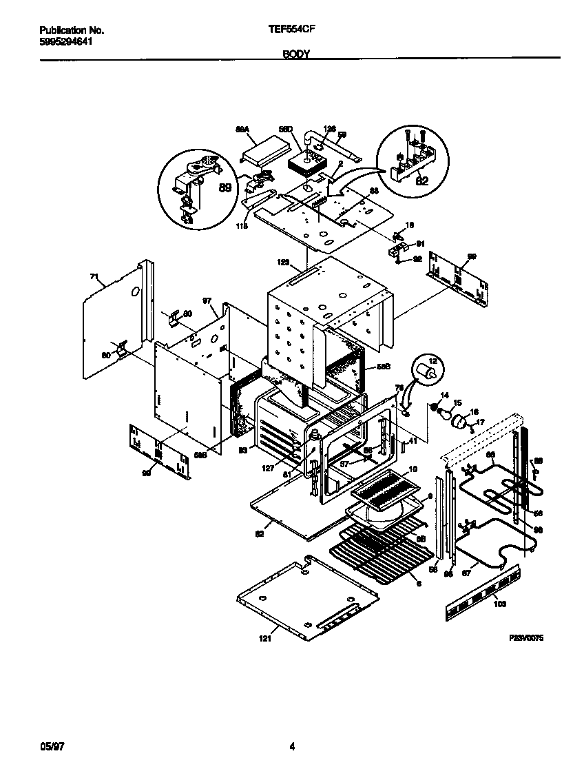 Tappan TEB554CFBA body diagram