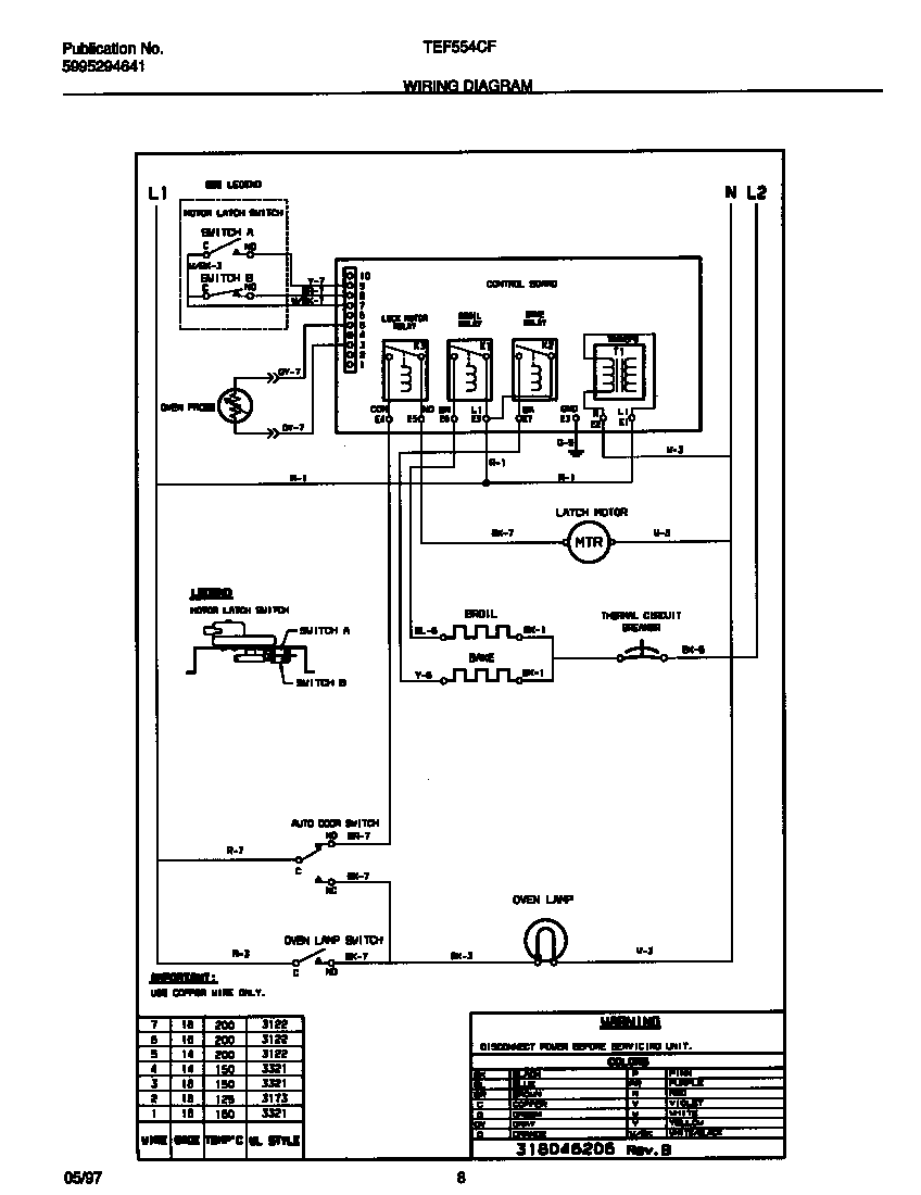 Tappan TEB554CFBA wiring diagram diagram