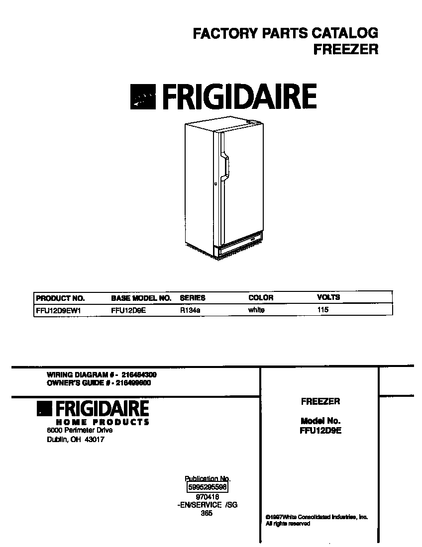 Frigidaire FFU12D9EW1 cover diagram