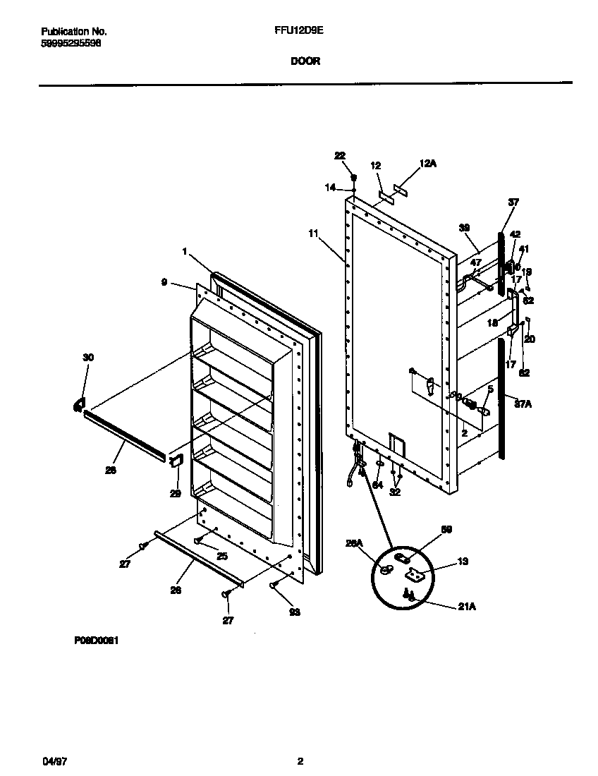 Frigidaire FFU12D9EW1 door diagram