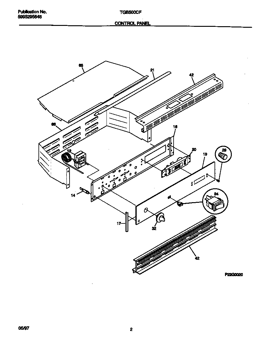 Tappan TGB500CFB1 control panel diagram