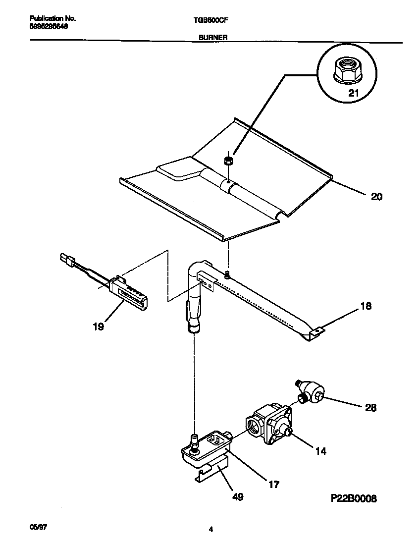 Tappan TGB500CFB1 burner diagram