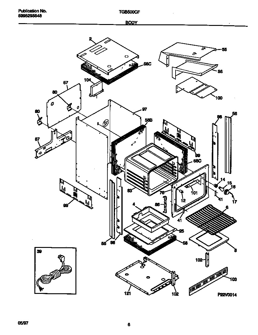 Tappan TGB500CFB1 body diagram