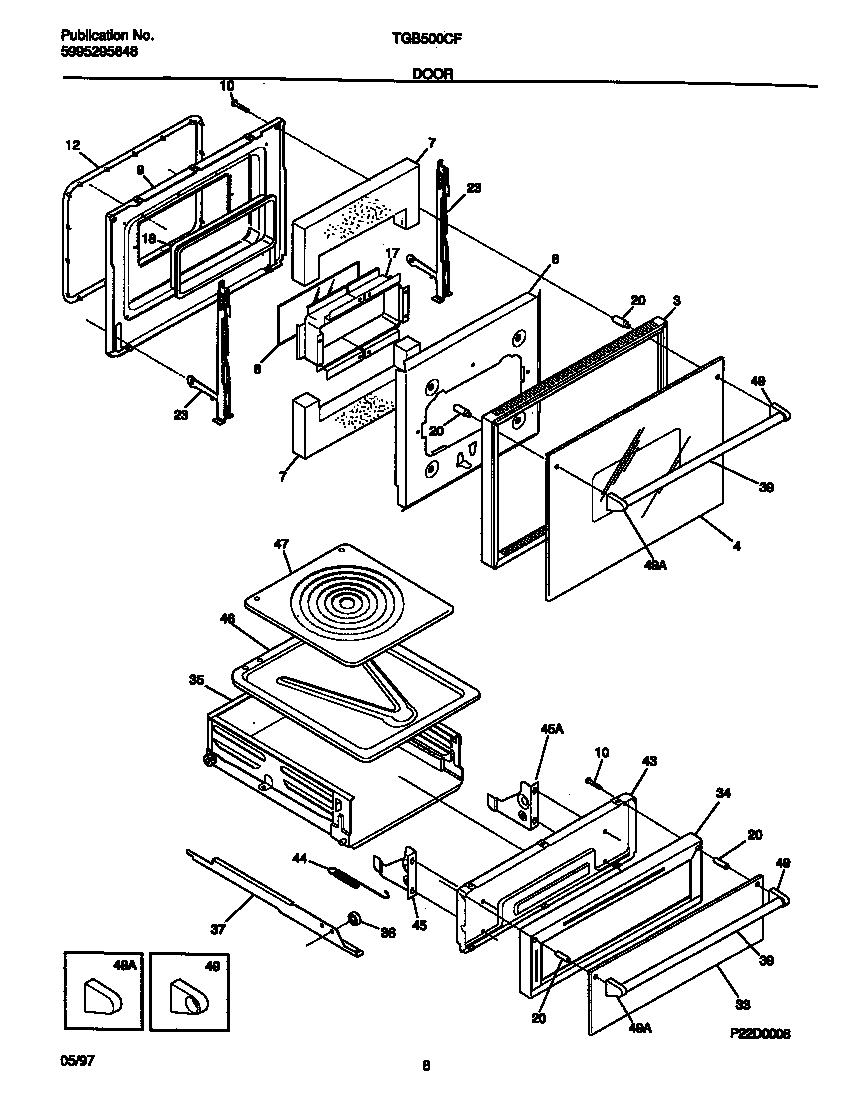 Tappan TGB500CFB1 door diagram
