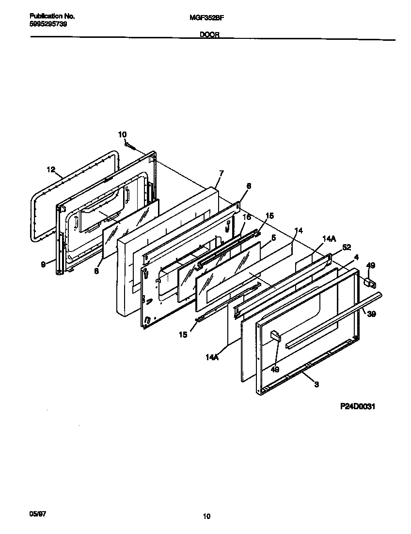 Universal/Multiflex (Frigidaire) MGF352BFDA door diagram