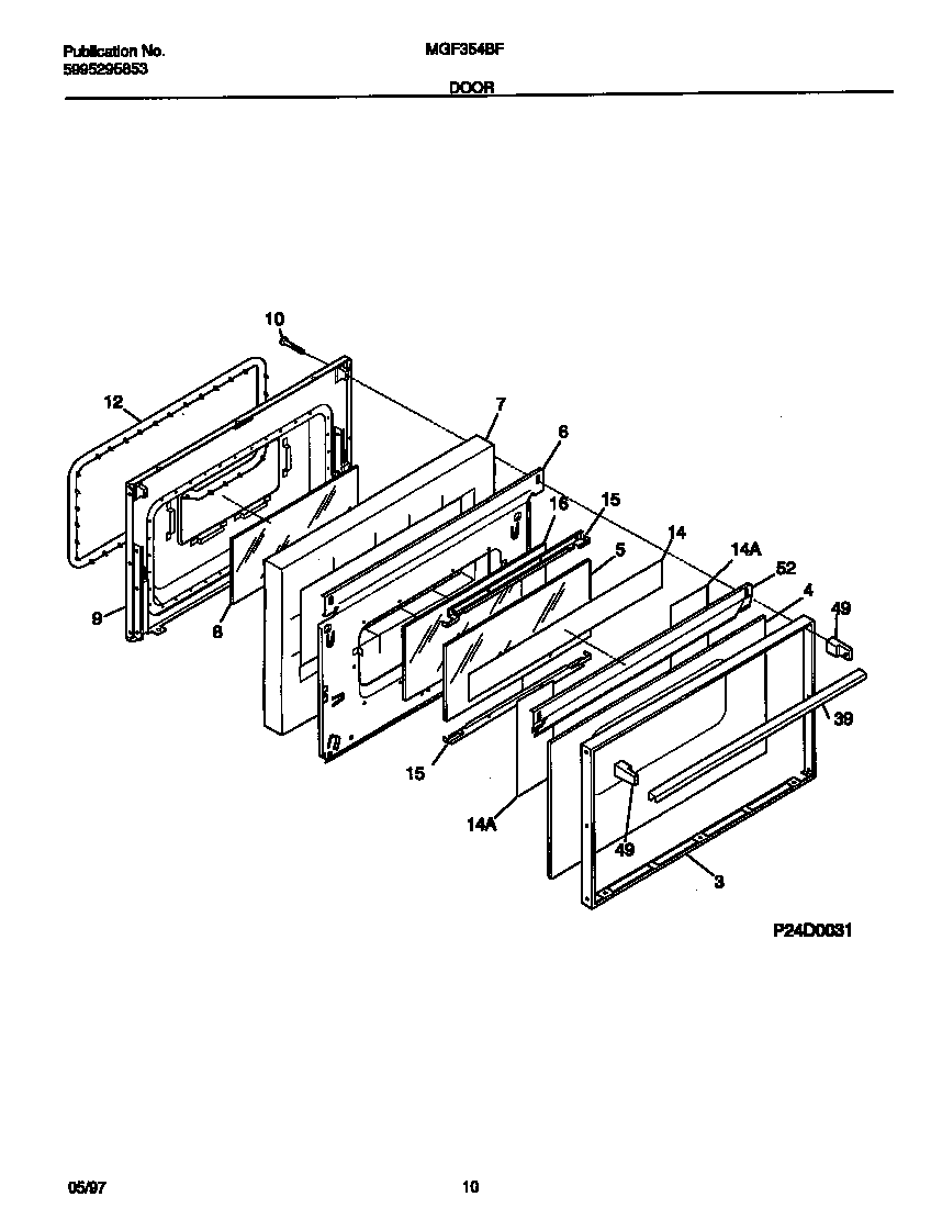 Universal/Multiflex (Frigidaire) MGF354BFWA door diagram