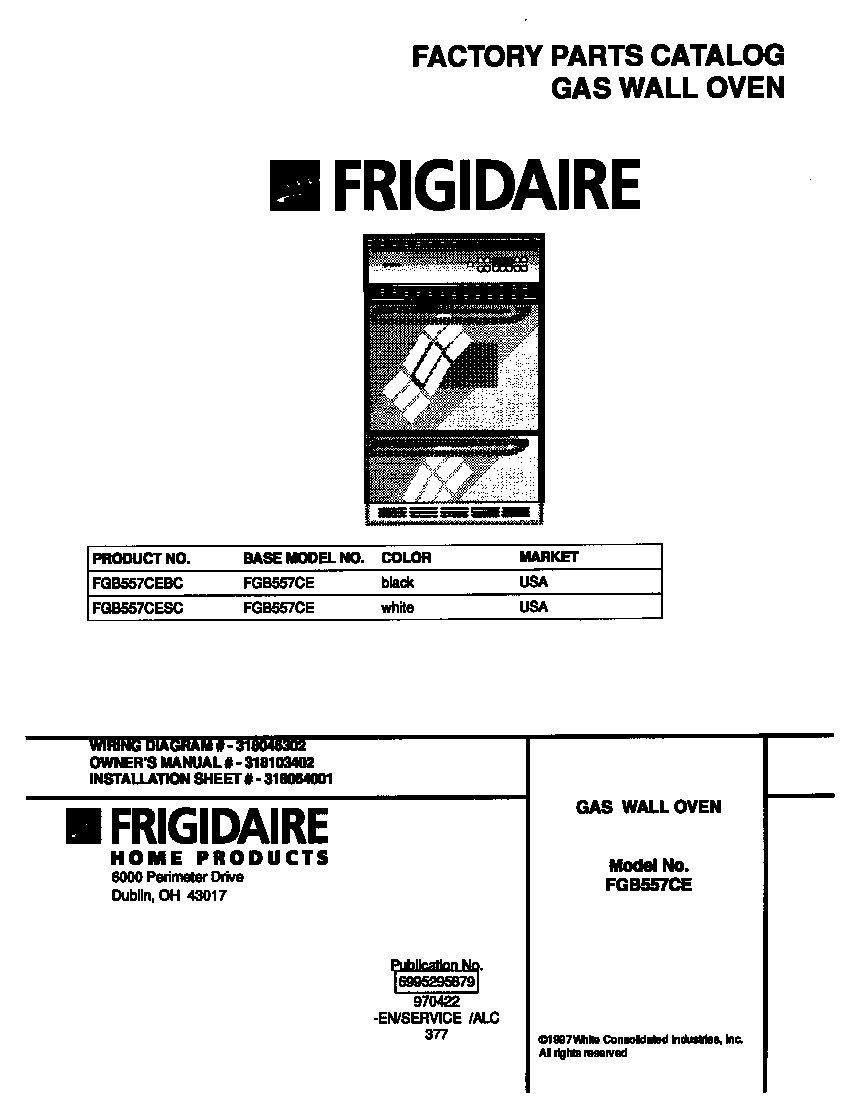 Frigidaire FGB557CEBC cover diagram