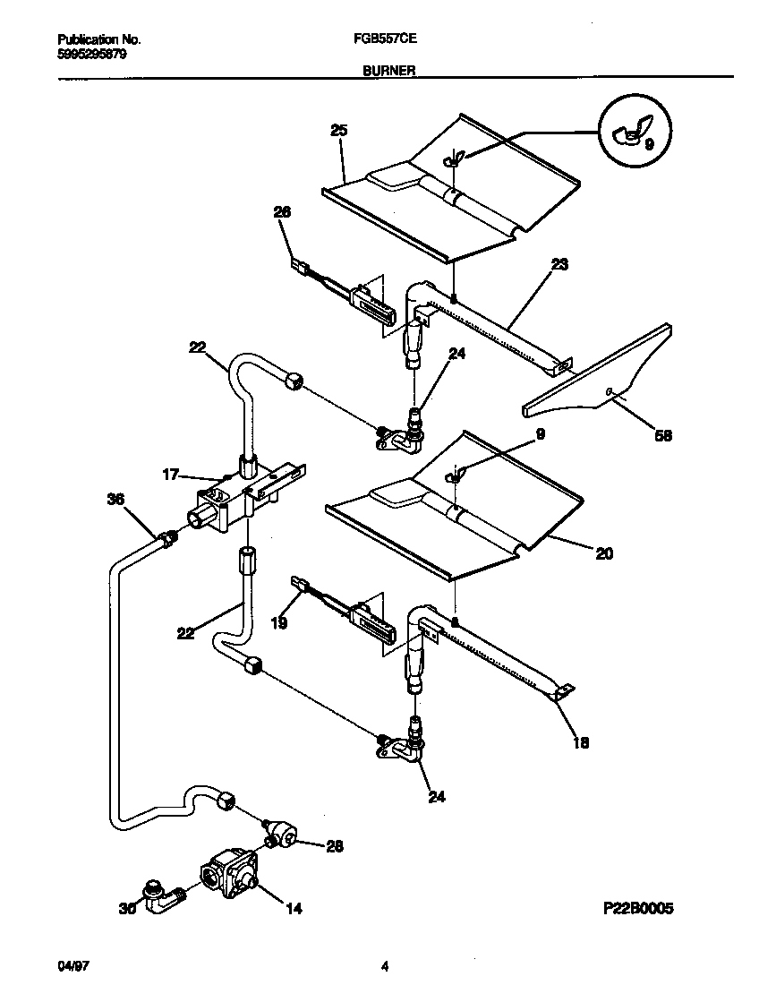 Frigidaire FGB557CEBC burner diagram