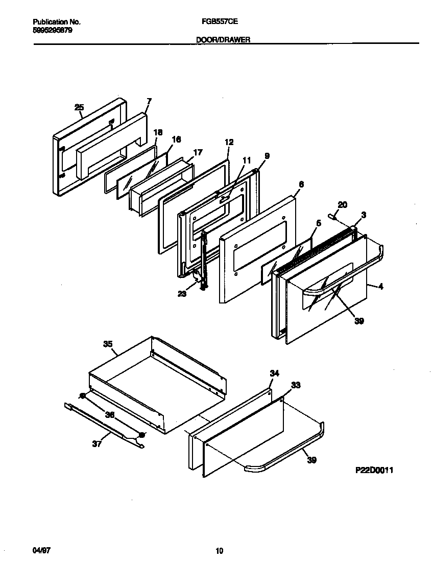Frigidaire FGB557CEBC door/drawer diagram