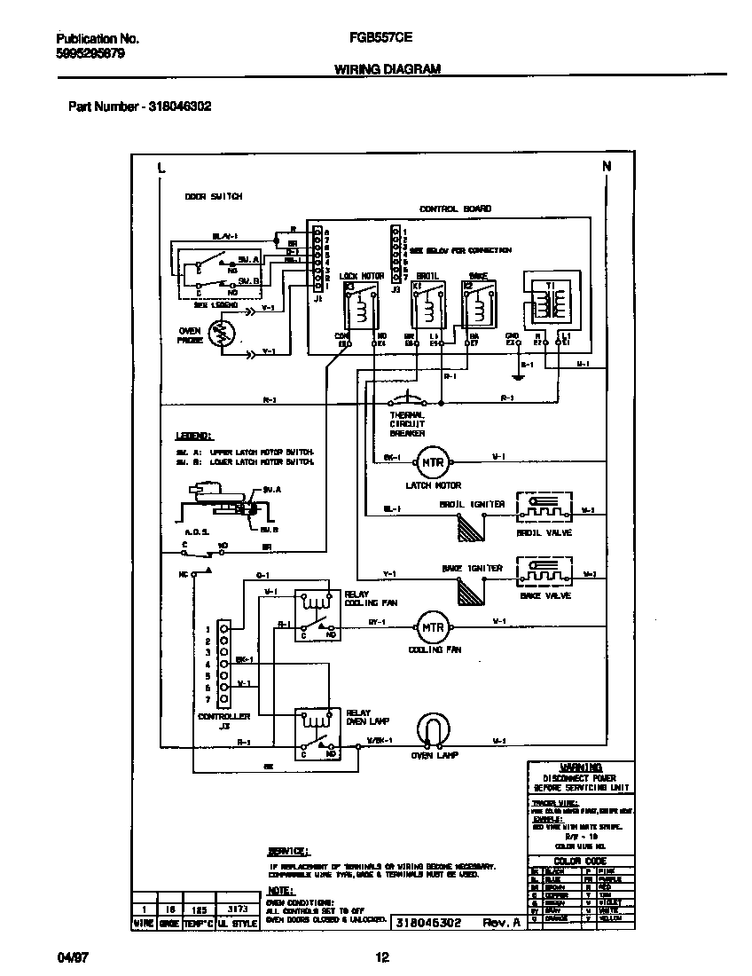 Frigidaire FGB557CEBC wiring diagram diagram