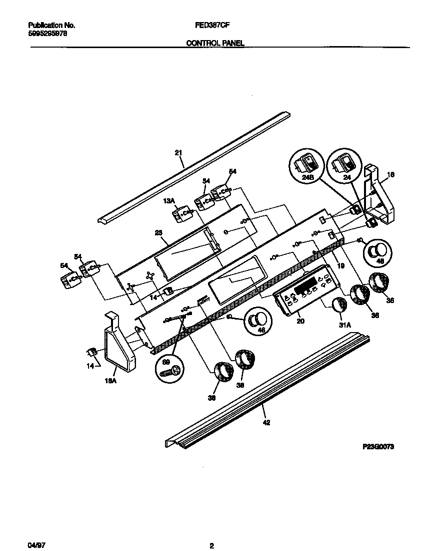 Frigidaire FED387CFBA control panel diagram
