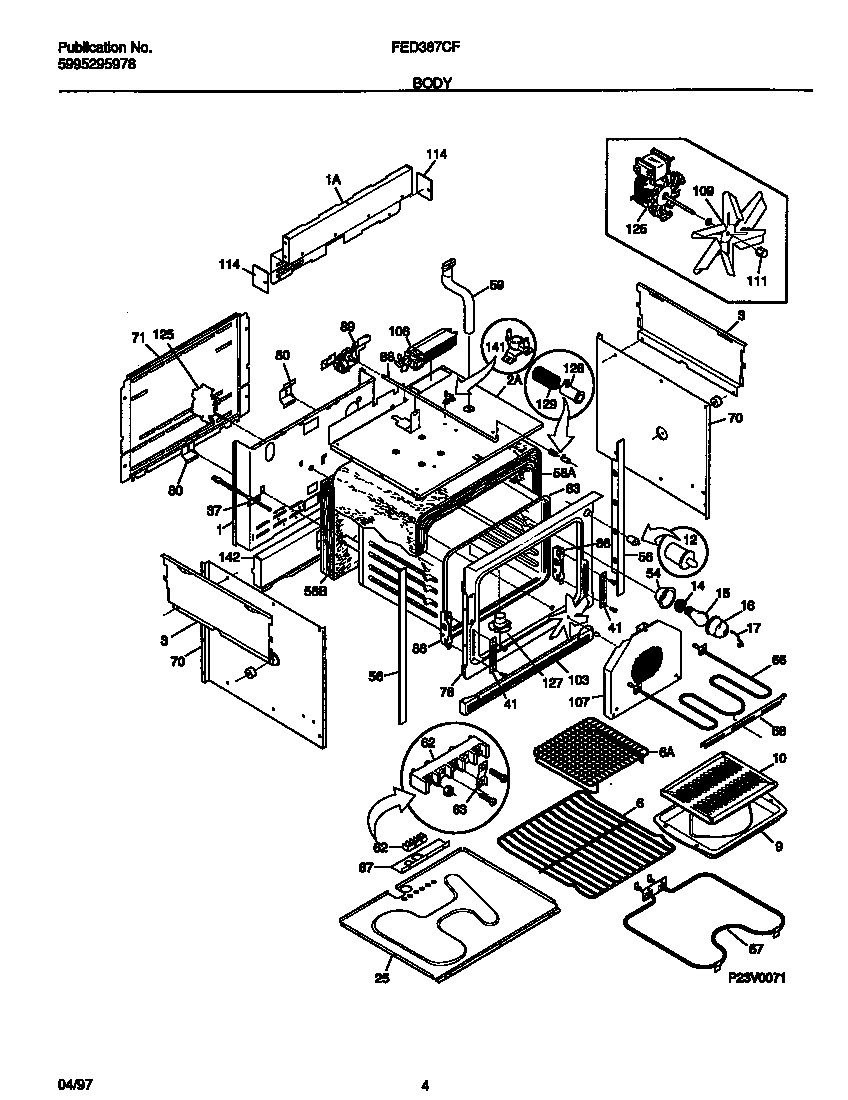 Frigidaire FED387CFBA body diagram