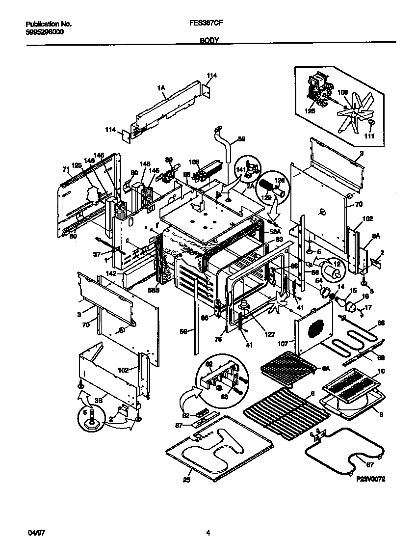 Frigidaire FES387CFSA body diagram
