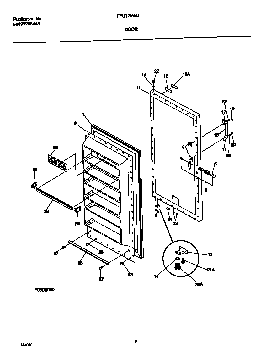 Frigidaire FFU12M5CW2 door diagram