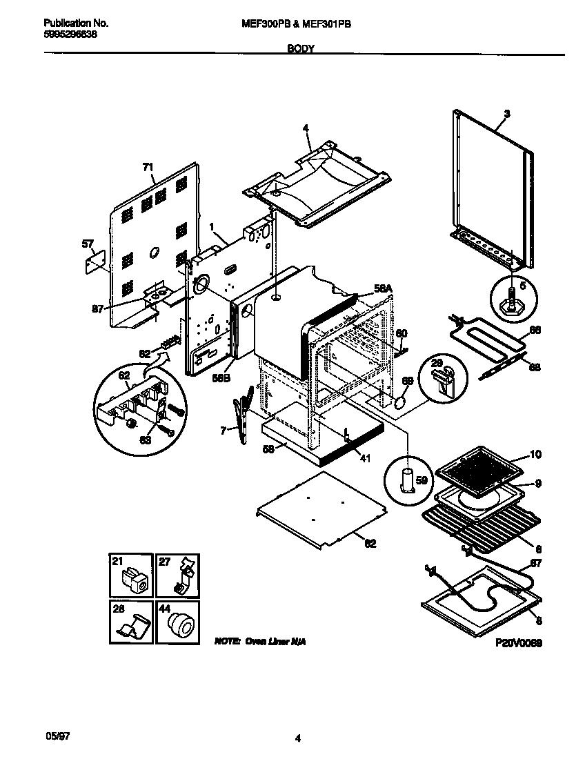 Universal/Multiflex (Frigidaire) MEF300PBDH body diagram