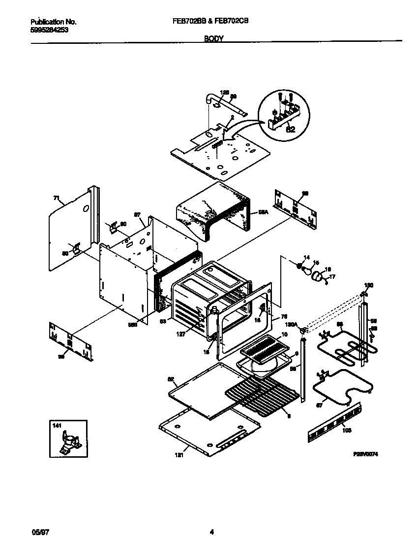 Frigidaire FEB702BBBC body diagram