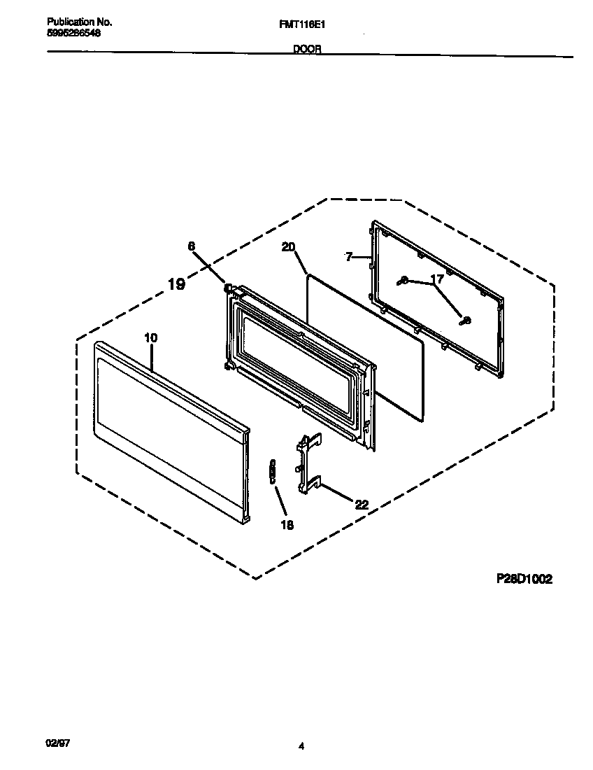 Frigidaire FMT116E1B0 door diagram