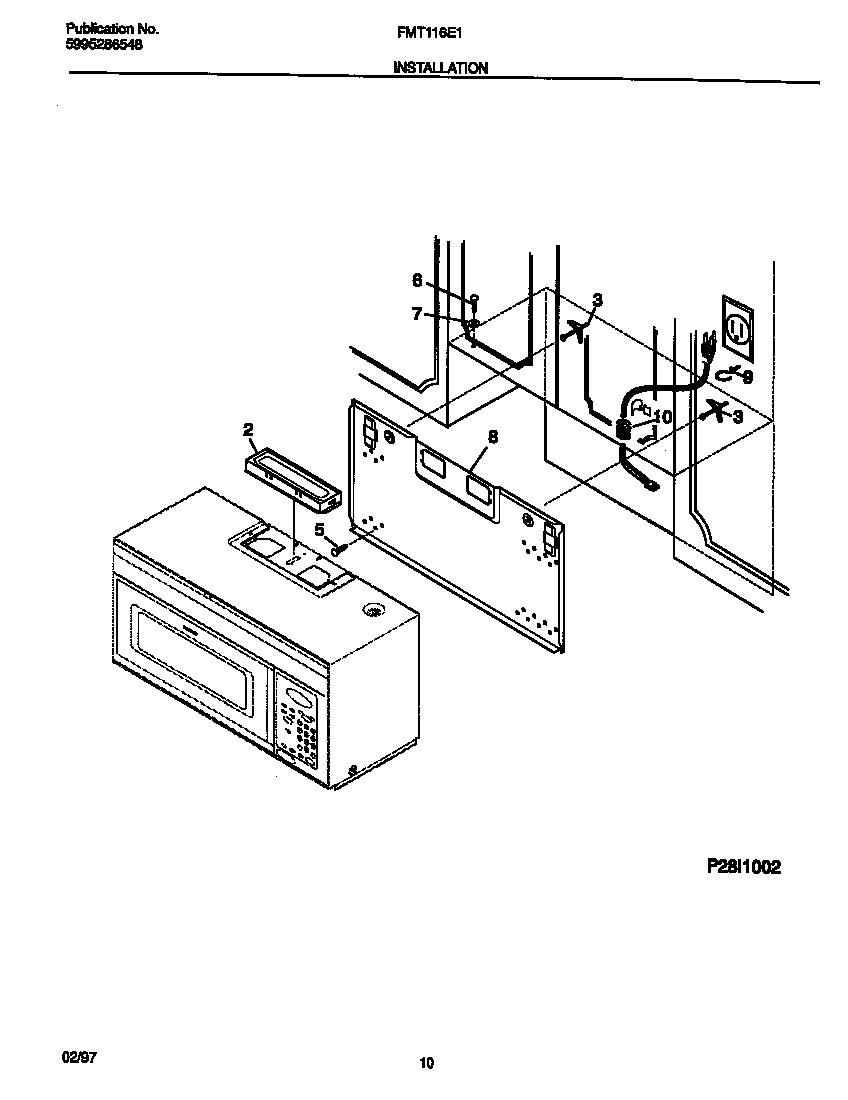 Frigidaire FMT116E1B0 installation diagram