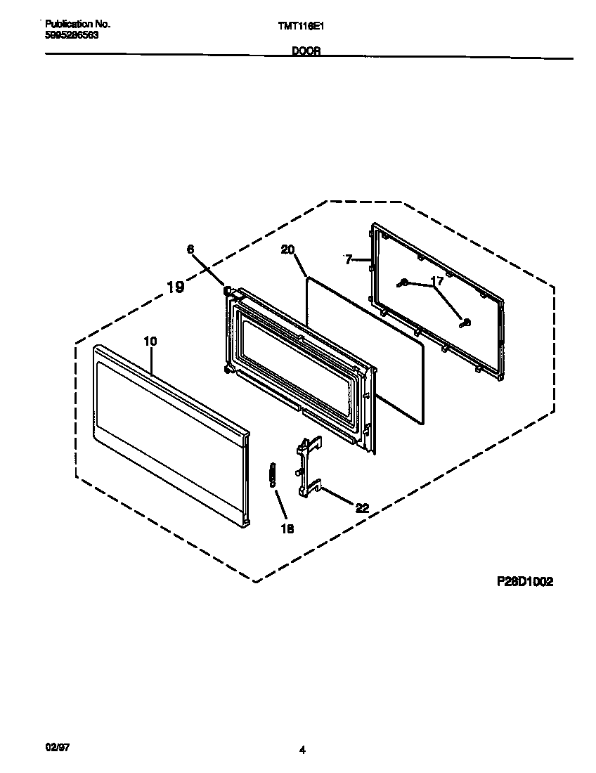 Tappan TMT116E1W0 door diagram