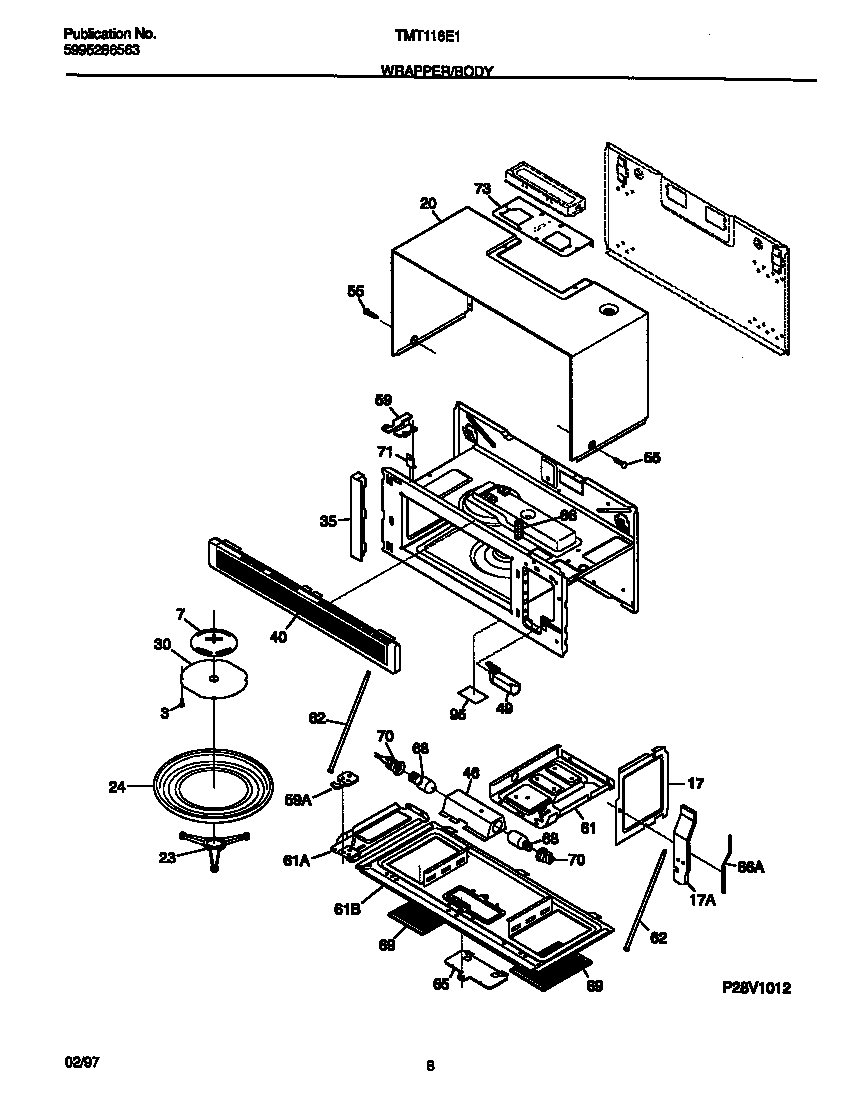 Tappan TMT116E1W0 wrapper/body diagram