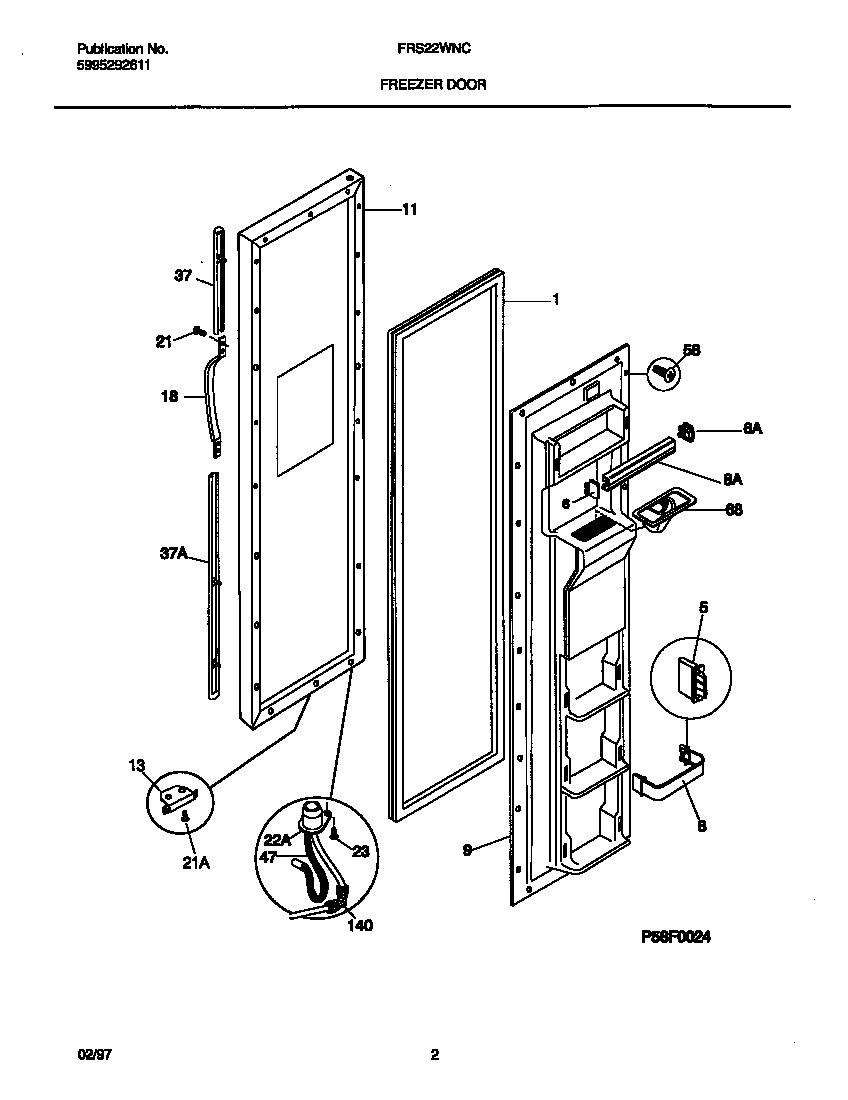 Frigidaire FRS22WNCW5 freezer door diagram
