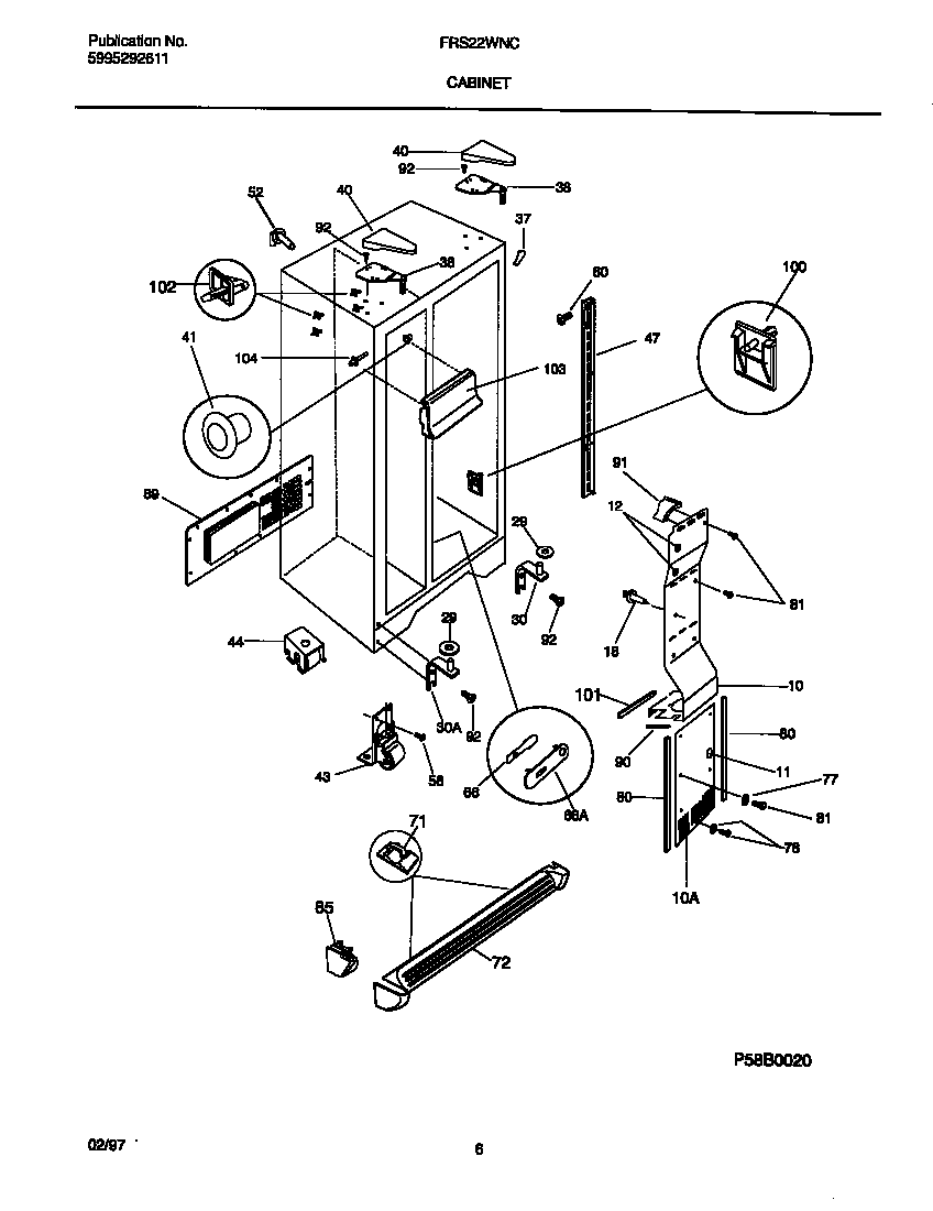 Frigidaire FRS22WNCW5 cabinet diagram