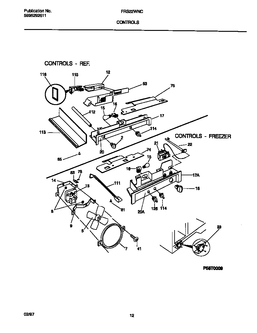 Frigidaire FRS22WNCW5 controls diagram